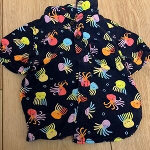 Cat & Jack Black Button Down Shirt Short Sleeves